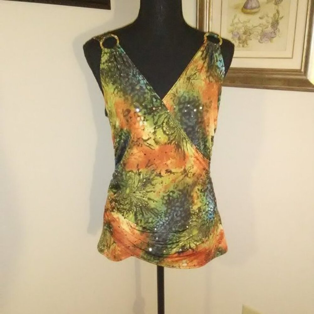 Dots wrap sleeveless top with silver dots